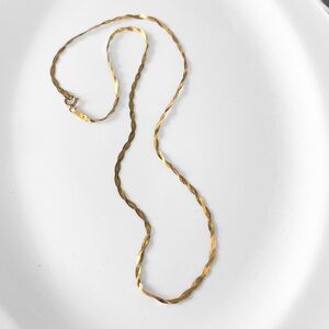 Vintage 14K Gold Italy Twisted Herringbone Necklace 18”